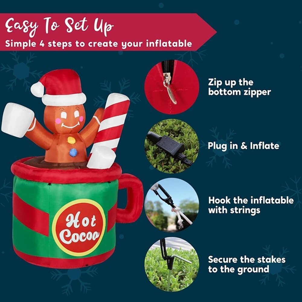 NEW 6 FT Christmas Inflatables Outdoor Decorations, Inflatable Gingerbread - Picture 2 of 10